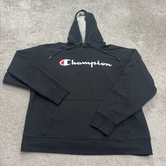 Champion Graphic Pullover Hoodie Sweatshirt Mens XL Black Fleece Active Casual - Picture 1 of 13